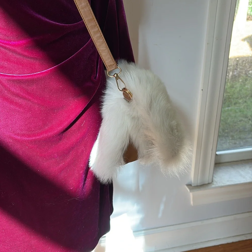 CARLISLE COLLECTION Genuine Shearling Fur Bag Leather Toscana $448 New NWT ivory - Picture 11 of 13